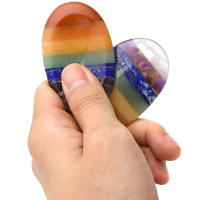 Piedra de Palma de 7 Chakras, Gema Natural tallada, piedra Ovalada para el pulgar, terapia de cristal, geometría, decoración del hogar, curación Reiki, 2,6 pulgadas - details 2