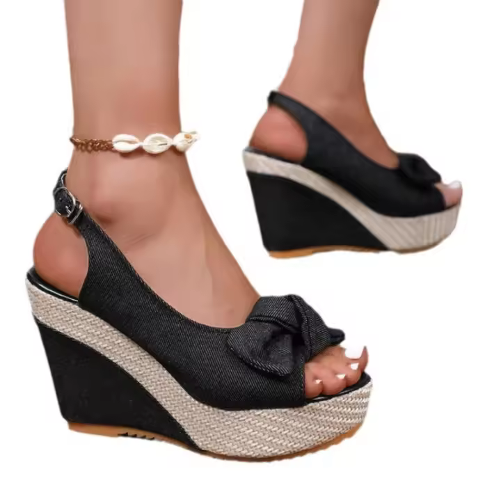 Sandalias de tacón con cuña para mujer, zapatos de verano. - 1