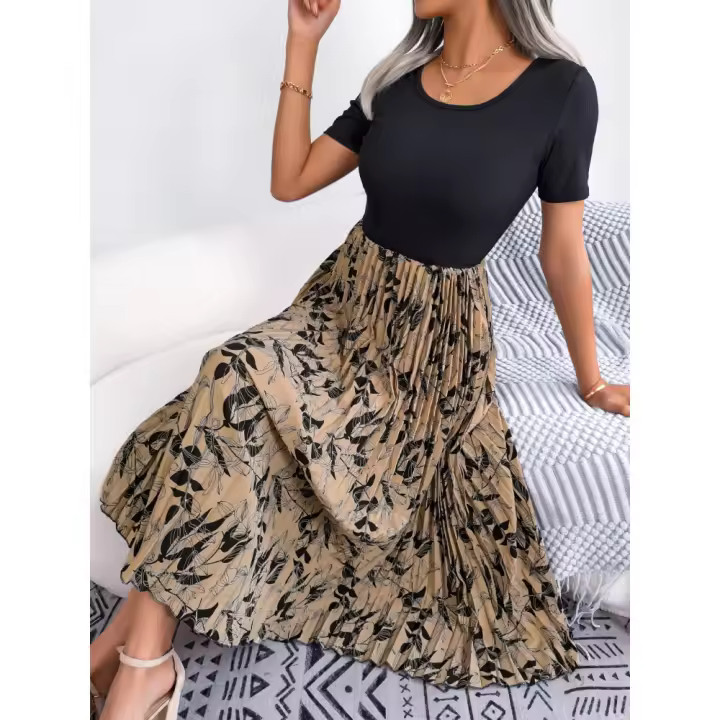 Vestido de Playa para Mujer 2025 Algodón con Estampado Floral con Bolsillos - 1