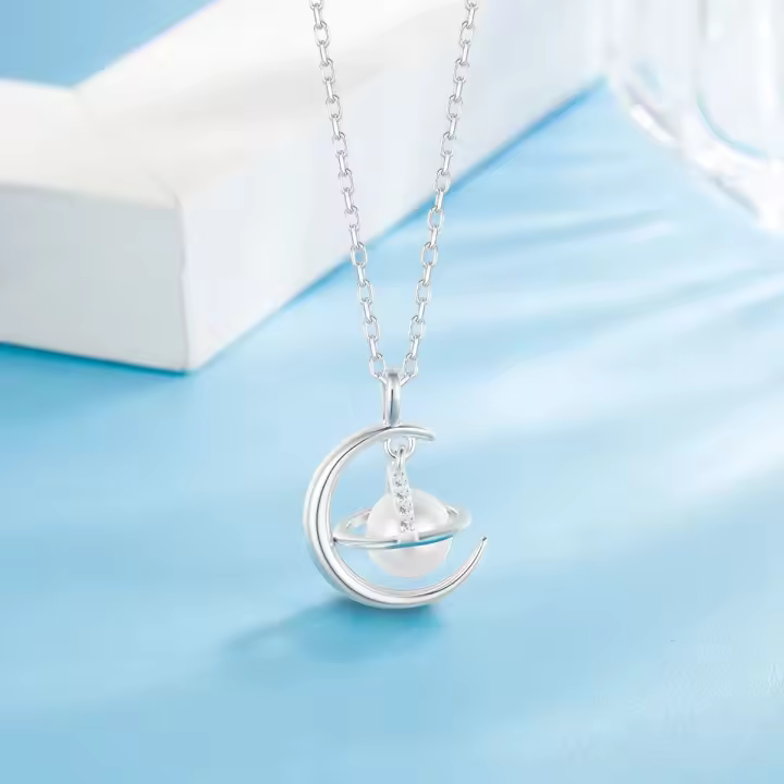 Szjinao-collar con colgante de perlas de la Tierra y la Luna, Plata de Ley 925 auténtica de agua dulce, joyería de diseñador de lujo, regalo de alta calidad para niña - 1
