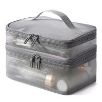 Bolso De Viaje Organizador De Maquillaje 2 Capas Transparente Plegable Con Malla Y Cierre De Cremallera Gran Capacidad Para Kit De Limpieza 2024 - details 5