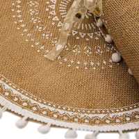 Round Placemats Set of 4,Boho Woven Jute Table Mats with Pompom Tassel for Dining Room Kitchen Table Decor(White Ball) - details 3