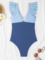 2025 Ztvitality traje de una pieza con cruz hueca y volantes lisos, traje de baño para mujer, ropa de playa - details 21