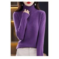 Suéter de cachemira de lana de 100% para mujer, suéter tejido con cuello alto, jerséis de manga larga, ropa de otoño e invierno, Jersey cálido, Tops - details 20
