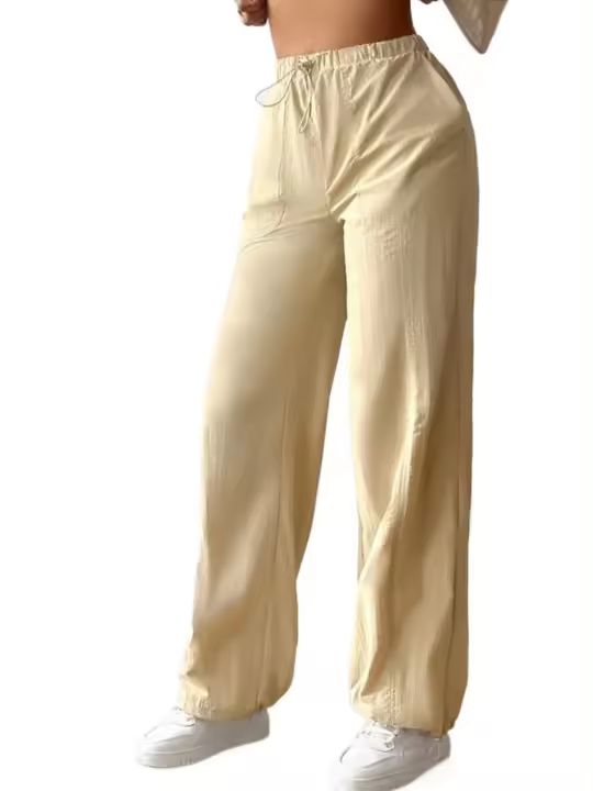 Pantalones elásticos de pierna ancha para mujer Ropa de moda de otoño y primavera - 1
