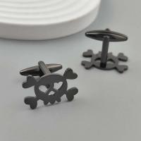 Gemelos huecos de acero inoxidable chapados en oro de 18 quilates con interesantes calaveras de estilo punk, botones plateados en camisas francesas, TRE - details 2