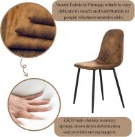 Juego de 4 sillas giratorias de ante para comedor con asiento acolchado, sillas de diseño para salón o cocina, con patas de metal negro, marrón - details 76