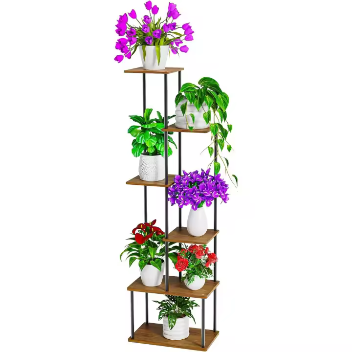 Estanteria para Plantas De Madera y Metal Estante De Esquina Para Múltiples Macetas Soporte Plantas Interior Adecuado - 1