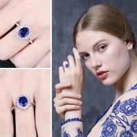 JewelryPalace-Anillo de Plata de Ley 925 con zafiro azul, sortija de lujo, Princesa Diana, para mujer - details 3