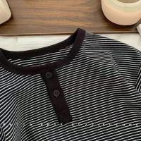 Camiseta de Manga Larga para Niños Primavera Otoño Estilo Coreano a Rayas - details 0