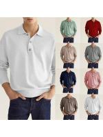 Botones de cuello en V de manga larga de otoño, polo superior casual para hombre. - details 14