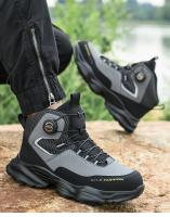 Zapatos de seguridad con botón giratorio para hombre, calzado de trabajo impermeable, botas de construcción con tiras reflectantes, punta de acero, talla 48, Invierno - details 18