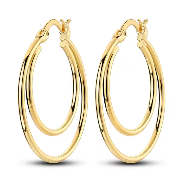 Pendientes de aro circulares de Plata de Ley 925 de Color dorado, pendientes dorados aptos para dijes originales, joyería fina Diy para mujeres a la moda - 1