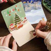 Tarjetas de Felicitación de Navidad 3D, invitaciones, letras bronceadas plegables, Feliz Navidad, hogar, fiesta de Navidad, decoración de sobres, regalos - details 4