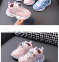 Zapatos de malla transpirables para correr con hebilla giratoria para niños medianos y pequeños zapatos intermitentes - details 8