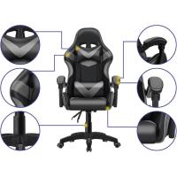 Silla para Ordenador, Silla Ergonómica para Juegos, Silla de Escritorio para Oficina con Altura Ajustable y Ruedas, Sillas de Videojuegos Color Negro/Gris. - details 7