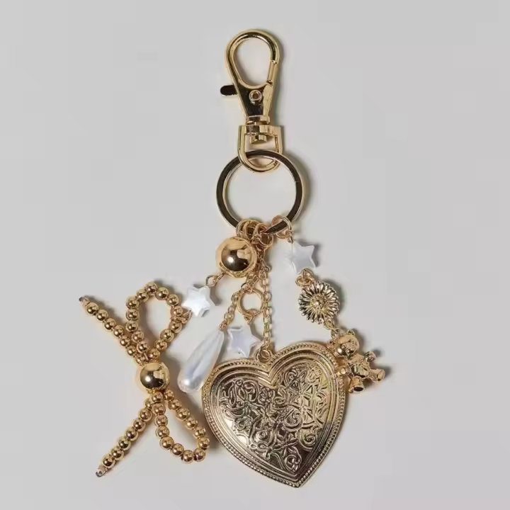 Llavero con cuentas y letras con cordón elegante, colgante de ojo turco malvado, llavero con borlas de estrella estética, decoración para bolso - 1