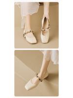 Zapatos Mary Jane de punta cuadrada para mujer, estilo francés con falda, tacón bajo, talla grande, 2025 - details 1