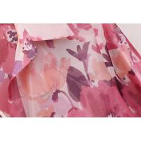 BUNO-Conjunto de dos piezas con estampado floral y manga larga para mujer, camisa informal con una hilera de botones y falda plisada de cintura alta - details 16