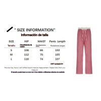 BUNO-Pantalones de encaje a rayas para mujer, Pantalones rectos de pierna ancha con cintura elástica y cordón, ropa de calle holgada para primavera y verano, pantalones de chándal informales - details 3