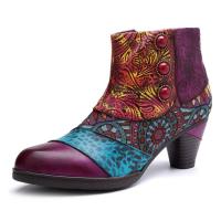 Zapatos de mujer europeos y americanos, botas de mujer de moda con bordado Retro, botas de tacón alto con bordado bohemio - details 3
