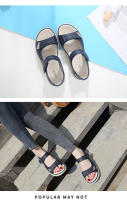 Nuevas sandalias de cuero para mujer, zapatillas deportivas con tacón inclinado, velcro ligero de gran tamaño para mujer - details 8