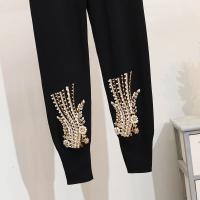 Conjunto de 2 piezas para mujeres, chándal con flores, lentejuelas y perlas, top de punto y pantalón, conjunto deportivo casual - details 10