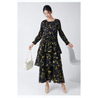 2025 Vestido de Primavera Otoño de Alta Calidad Floral Retro Manga Larga Linternas con Volantes Vestido Casual de Trabajo Talla - details 9