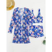Conjunto de bikini push-up para mujer, traje de baño de 3 piezas con estampado de moda, cintura alta, 2025 - details 14