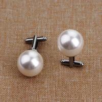 Tre redondo de perlas de imitación blancas para hombre, gemelos de negocios simples, regalos de boda - details 4