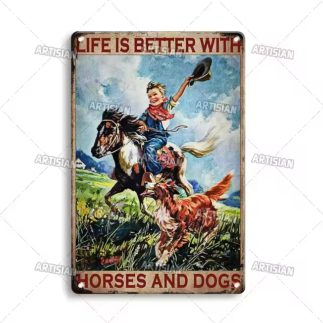 Cartel de Metal Artisan Ride Cowgirl, cartel de lata de vaquero, placa decorativa de carreras de caballos, decoración de pared, garaje, Bar, Pub, Club, Hotel - 1