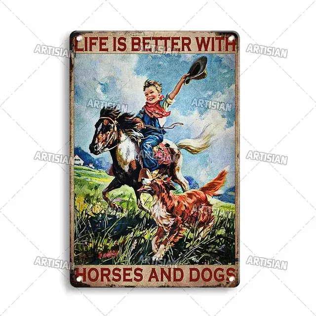 Cartel de Metal Artisan Ride Cowgirl, cartel de lata de vaquero, placa decorativa de carreras de caballos, decoración de pared, garaje, Bar, Pub, Club, Hotel - 1