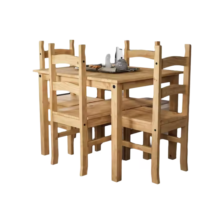 Diseños Juego de Comedor, Madera de Pino, Corona Juego de Comedor de 4 Plazas - 1