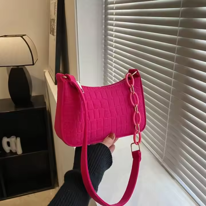 Bolso de mano cuadrado pequeño para mujer, diseño de fieltro para las axilas, moderno, para Debo de la Media Luna - 1