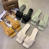 Zapatillas de Playa para Mujer Verano Pantuflas de Cabeza Cuadrada Abierta con Tacón Plano - details 3