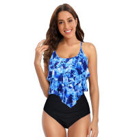 Nuevo traje de baño de dos piezas de cintura alta con bikini dividido conservador con borde de volantes - details 15