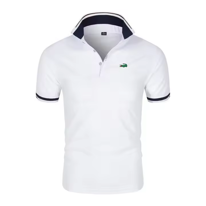 Camiseta de manga corta para hombre, camiseta de verano de media manga, camisa POLO con solapa bordada, camiseta informal - 1