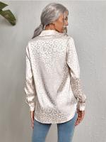 Blusa De Seda Casual Leopardo Para Mujer Camisa De Oficina Con Botones Manga Larga Ajustable Estilo Elegante Tops Blusas - details 4