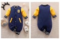 Ropa de béisbol para bebé recién nacido de 0, 3, 6, 9, 12 meses, Footies de manga larga de algodón Boston, ropa para niño pequeño, mono para niño, pijama para bebé - details 1