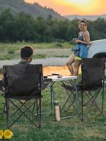 Silla de pesca portátil pequeña para acampar al aire libre, respaldo con reposapiés, silla de playa plegable para senderismo - details 10
