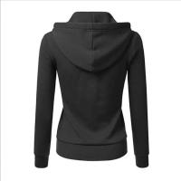 Sudadera con capucha de manga larga para mujer, abrigo deportivo informal con bolsillos y cremallera, Color sólido, otoño - details 5