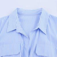 Vestido camisero casual a rayas con cuello de solapa y manga larga para mujer, verano 2025 - details 12