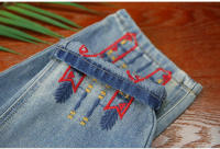 Pantalones vaqueros rasgados de gran tamaño para mujer, Jeans elásticos Vintage con bordado de ocio, moda de verano - details 8