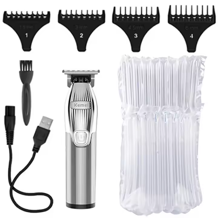 Kemei-cortadora de pelo eléctrica inalámbrica de metal, afeitadora profesional, recargable, herramienta de barbería, Original - 1