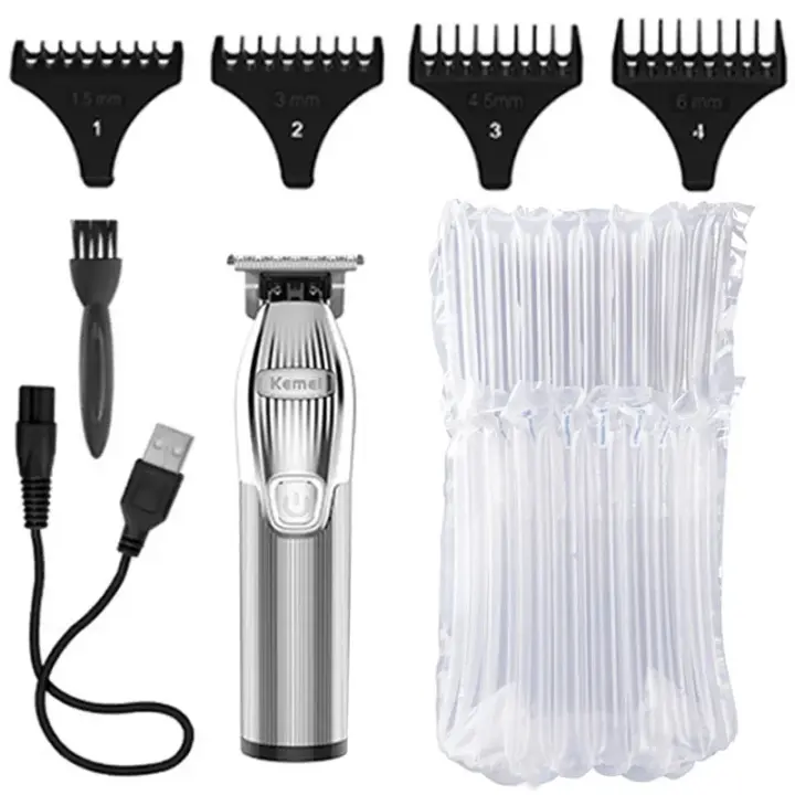 Kemei-cortadora de pelo eléctrica inalámbrica de metal, afeitadora profesional, recargable, herramienta de barbería, Original - 1