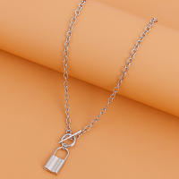 Collar con colgante de candado de perlas de estilo único para mujer, collar de doble capa de estilo moderno y frío - details 6