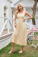 vestido sin mangas de verano para mujer, maxivestido plisado con cuello cuadrado, escalonado, informal, con bolsillos, 2025 - details 1