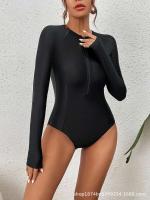 Nuevo Traje de baño cerrado deportivo de una pieza de manga larga negro para surf, traje de baño para mujer, ropa de playa, piscina - details 2