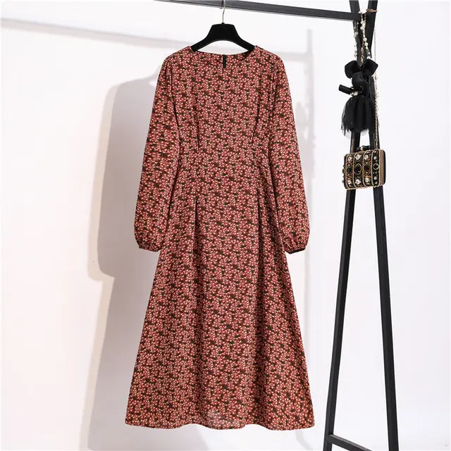 Otoño Primavera Suelto Mujer Vestido Largo Maxi Vestido - 1