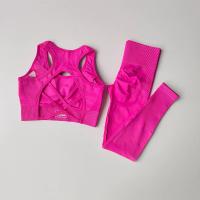 Conjunto de Yoga Sin Costuras Conjunto Deportivo para Mujer de Nylon Sólido con Cuello Redondo - details 11
